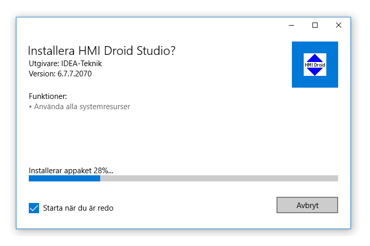 HMI Droid Studio as Windows 10 Desktop app